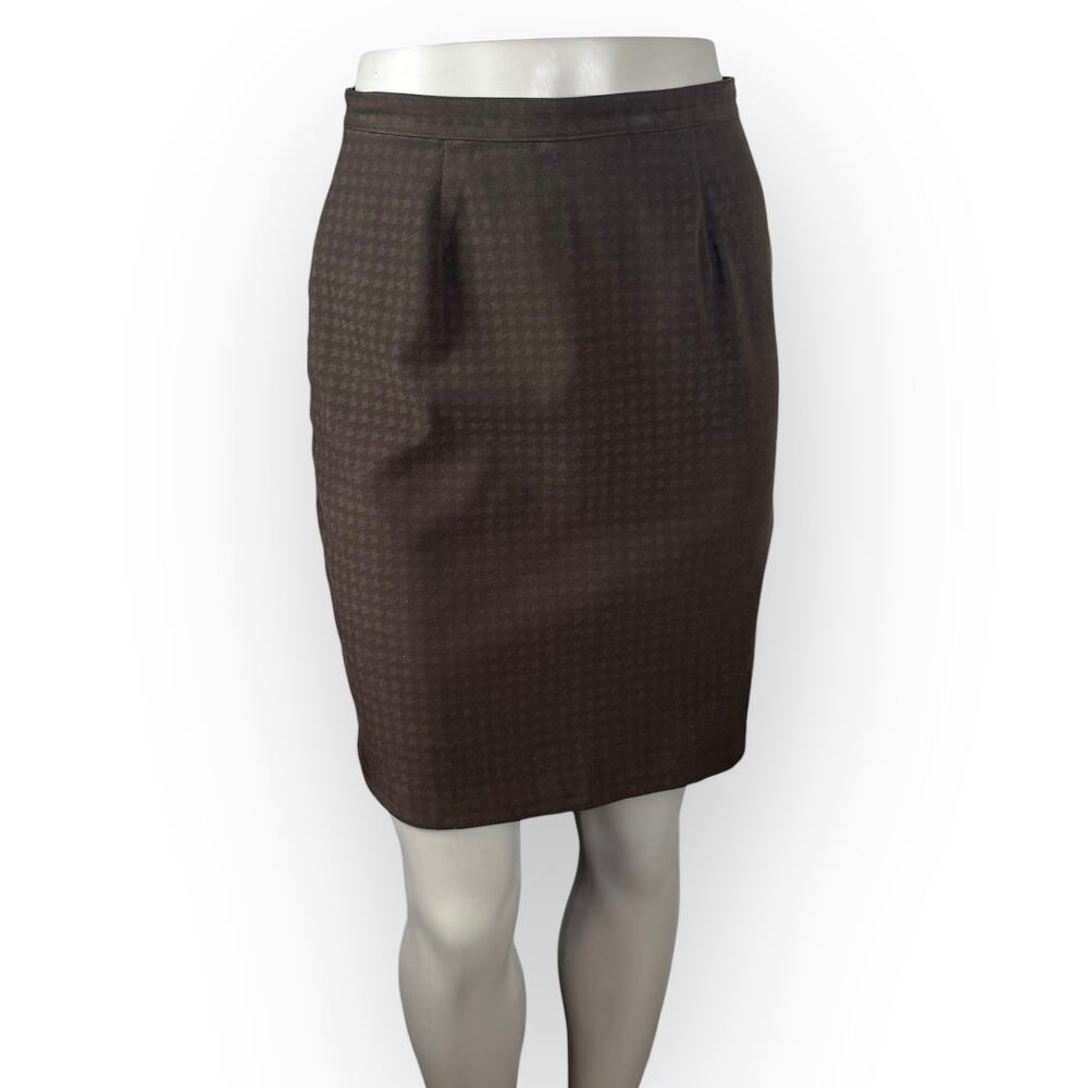 Vintage Brown Houndstooth Pencil Skirt‎